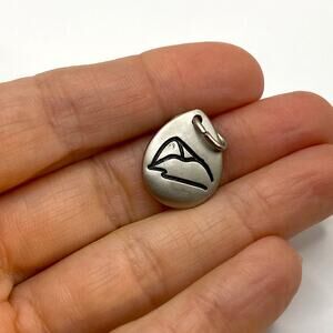 H.Stern Pendant Charm Sugar Loaf Mountain Teardrop Silver Tone Rio Brazil